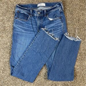 Abercrombie & Fitch The 90s Straight Mid Rise Denim Blue Jeans Size 26 2 Short